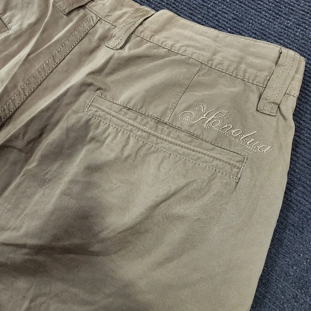 Honolua Hawaii Chino Shorts Mens 34 Khaki Embroidered Logo Casual Flat Front